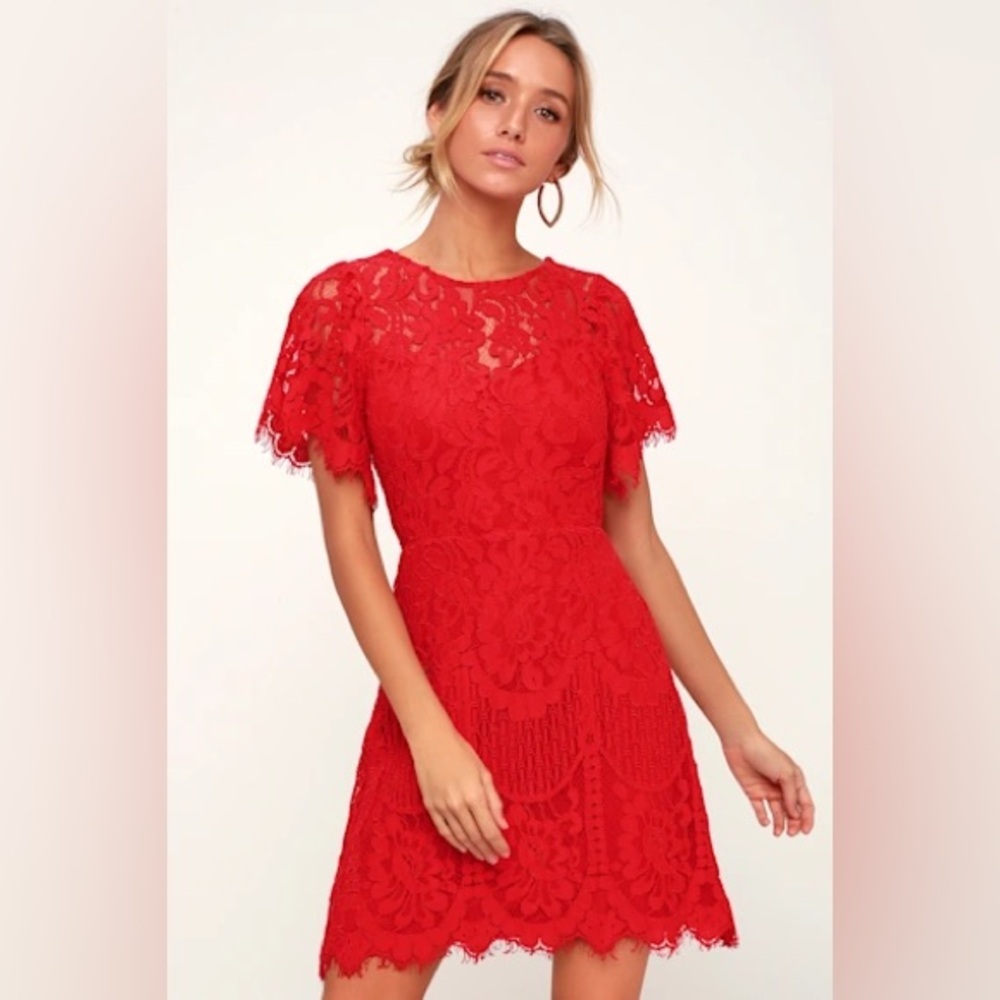 LULU’S Pearson Red Lace Dress